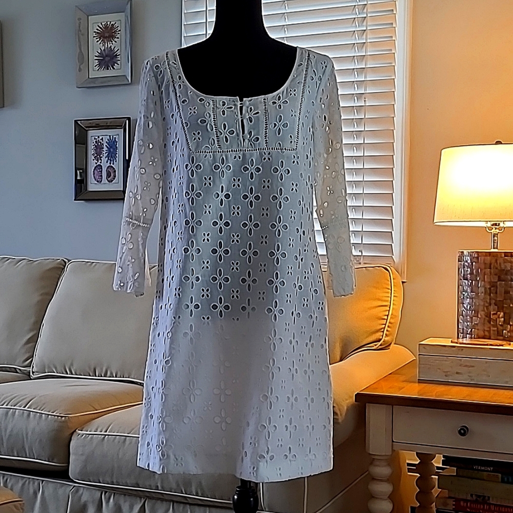 NEW Ice white eyelet A line Summer Garden Party Cotton Dress Size US 6 Pretty 😍